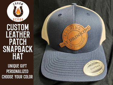 Day Drinking in Progress Leather Patch Trucker Hats - Classic Colors - Trucker Hat - Charm and Char